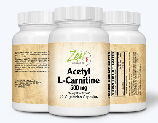 Acetyl L-Carnitine 500 Mg 60-Vegcaps - Supplement for Brain Function Support, Memory, Attention & Stamina - Supports Antioxidant Protection for the Brain
