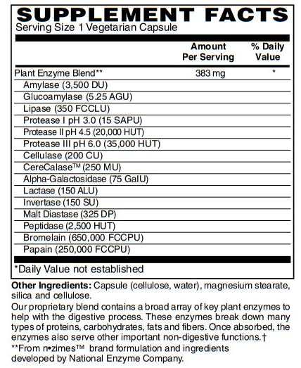 Ultra Veggie Enzymes for Vegetarians and Vegans - Promotes Digestion of Vegetables, Beans and Carbohydrates to Help Reduce Occasional Gas and Bloating 60-Vegcaps