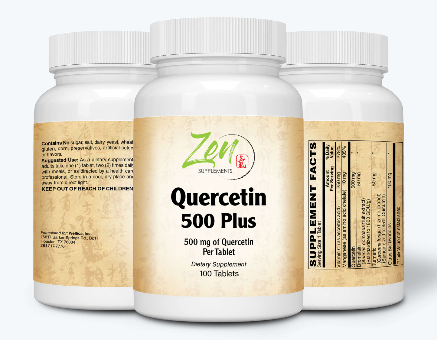 Quercetin 500-Plus Antioxidant with Vitamin C, Bromelain & Turmeric - Supports Cardiovascular Health, Helps Improve Anti-Inflammatory & Immune Response 100-Tabs