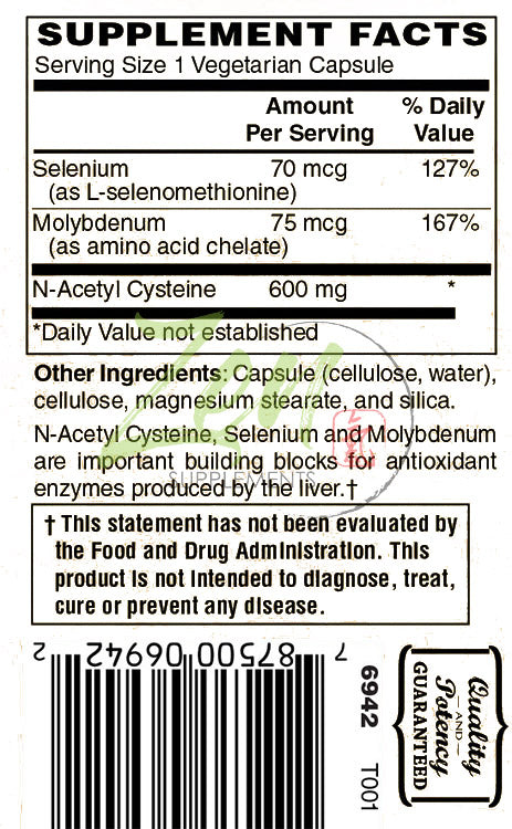 NAC 600 Plus - N-Acetyl Cysteine Antioxidant for Liver Support & Functions of Cleansing & Detoxification, Supports Respiratory Health, and Promotes Immune Function 60-Vegcaps