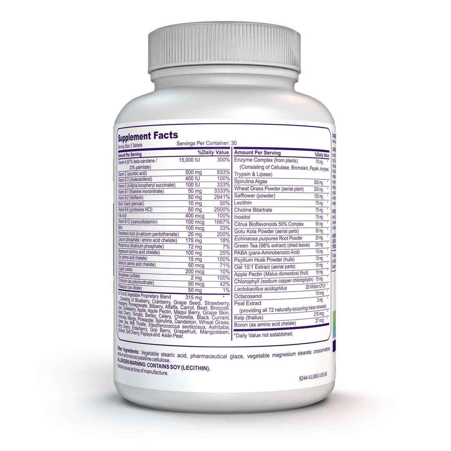 Adult Whole Food Multivitamin - with Enhanced Bioavailability (Prebiotics & Probiotics) - Herbs, Vitamins, Minerals and Enzymes - Non-GMO to Support Blood Health, Immune System, General we