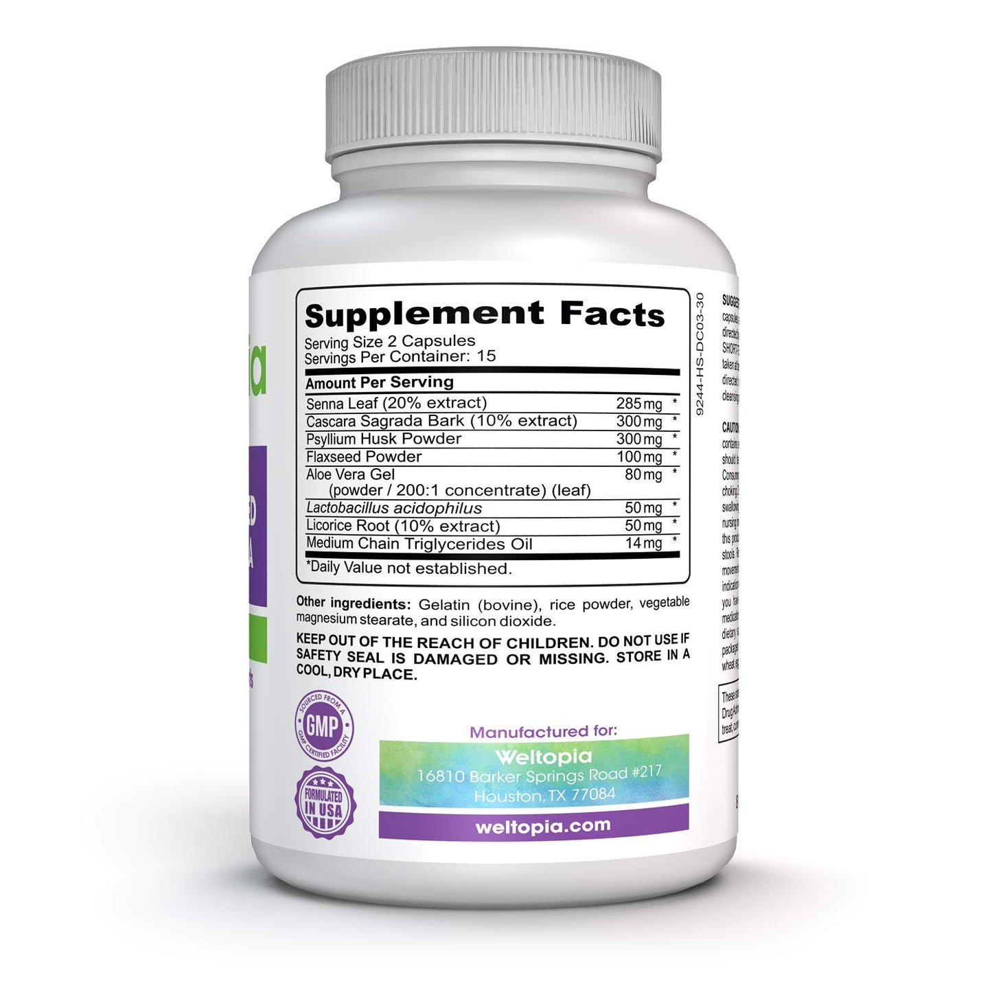 15 Day Advance Colon Cleanse Formula with Probiotic - to Support Detox, Digestive Health, Weight Loss & Increased Energy Levels - Contains Acidophilus, Fiber, Aloe, Cascara Sagrada, Senna l