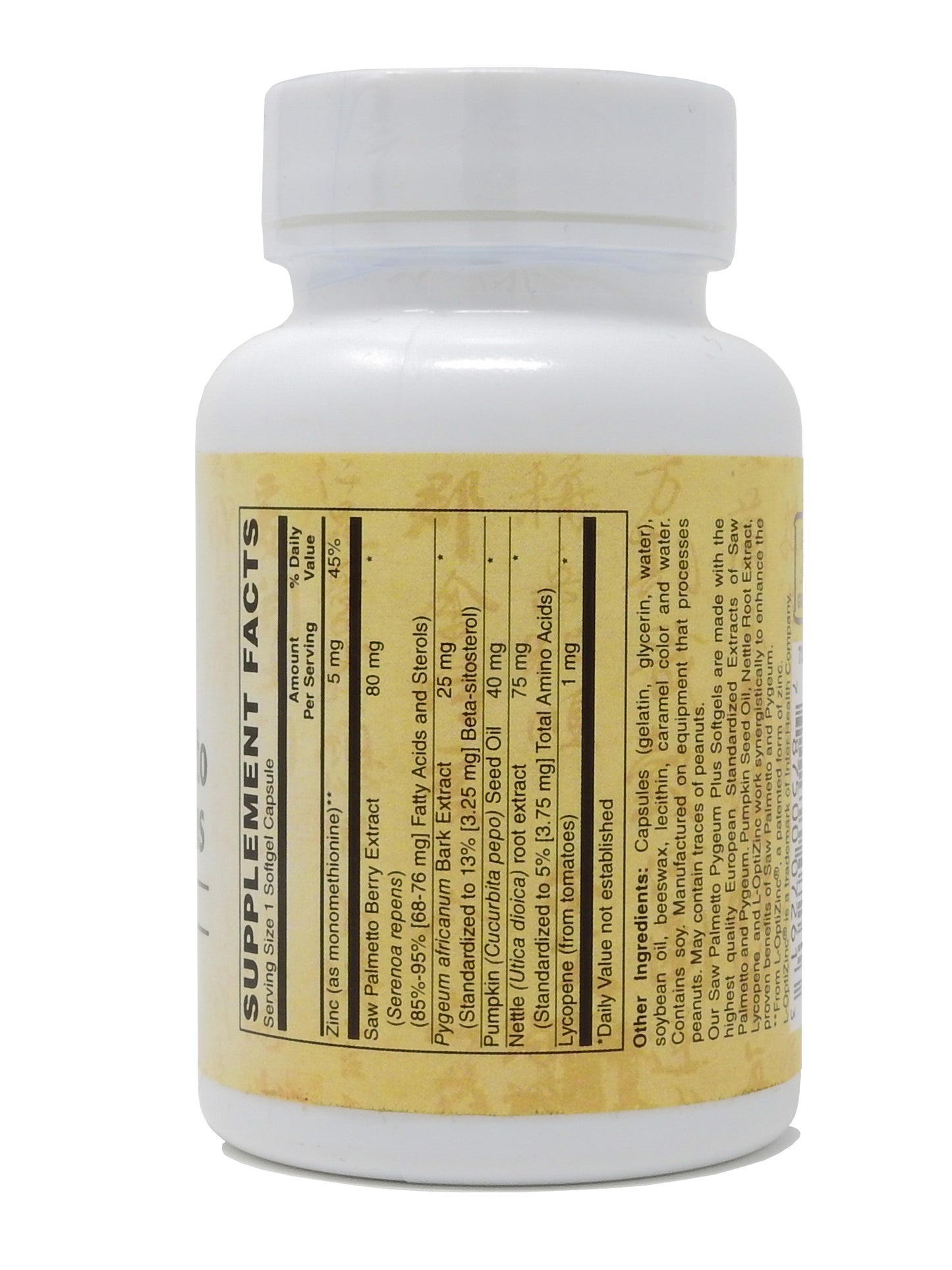 Saw Palmetto & Pygeum Plus - Prostate Support Supplement w/L-OptiZinc® for Prostate & Urinary Tract Health including Frequent Urination, Beta-Sitosterol Supports DHT Blocker for Hair Loss Prevention 60-Softgel