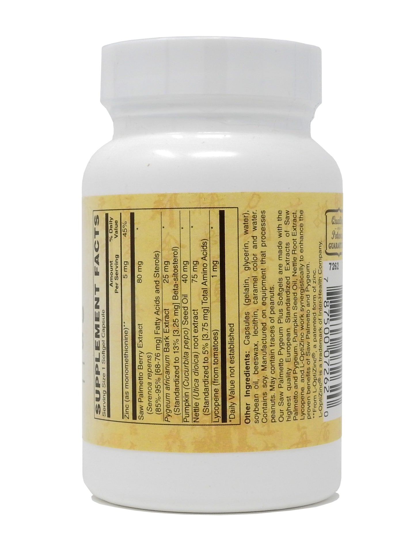 Saw Palmetto & Pygeum Plus - Prostate Support Supplement w/L-OptiZinc® for Prostate & Urinary Tract Health including Frequent Urination, Beta-Sitosterol Supports DHT Blocker for Hair Loss Prevention 120-Softgel