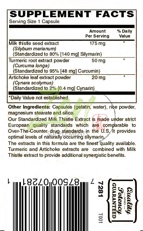 Milk Thistle Extract-Plus 175 Mg - Promotes Healthy Liver Function, Liver Health & Supports the Body’s Natural Cleansing & Detoxification Pathways 60-Caps