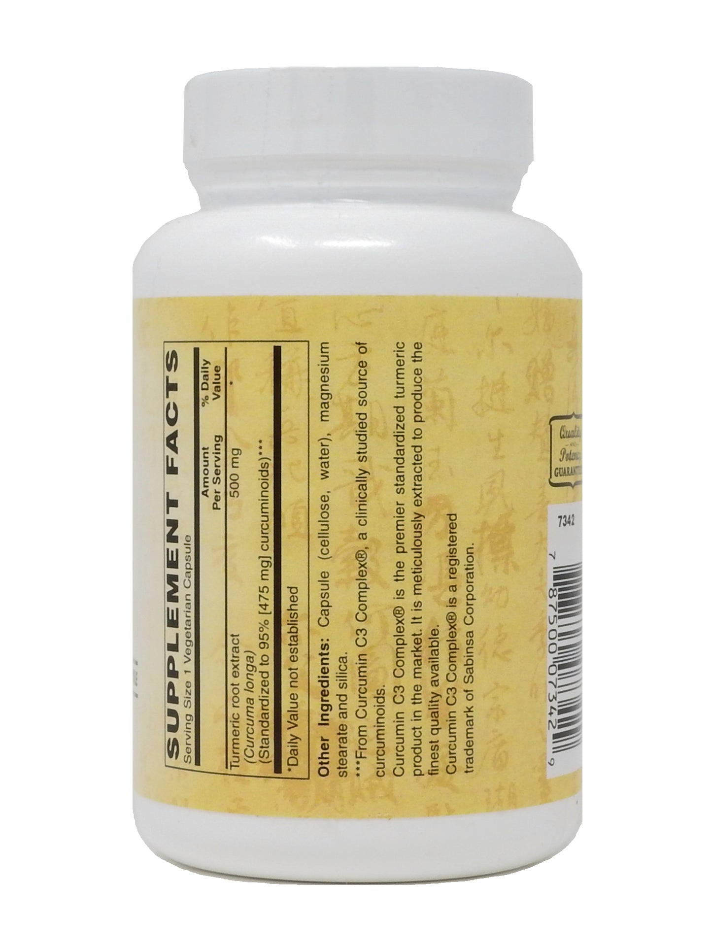 Standardized Turmeric Curcumin C3 Complex® Extract 500 Mg - Promotes Joint Health, Heart Health, Brain Health, & Immune Response 120-Vegcaps