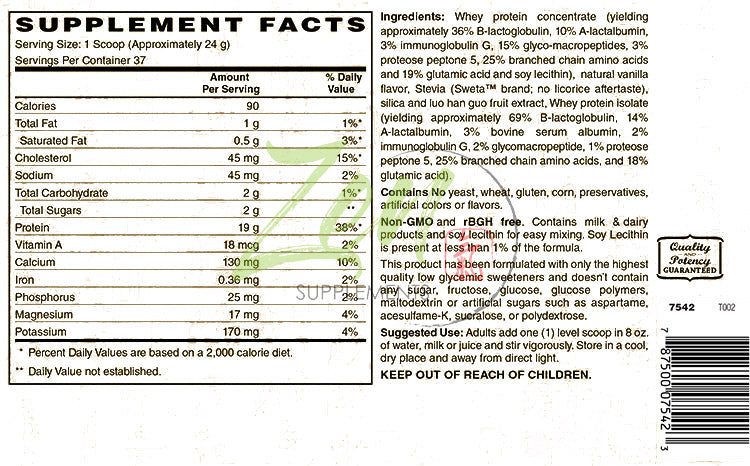 Organic Grass Fed Whey Protein 19g Per Serving Keto Friendly - Vanilla 32 Oz-Powder