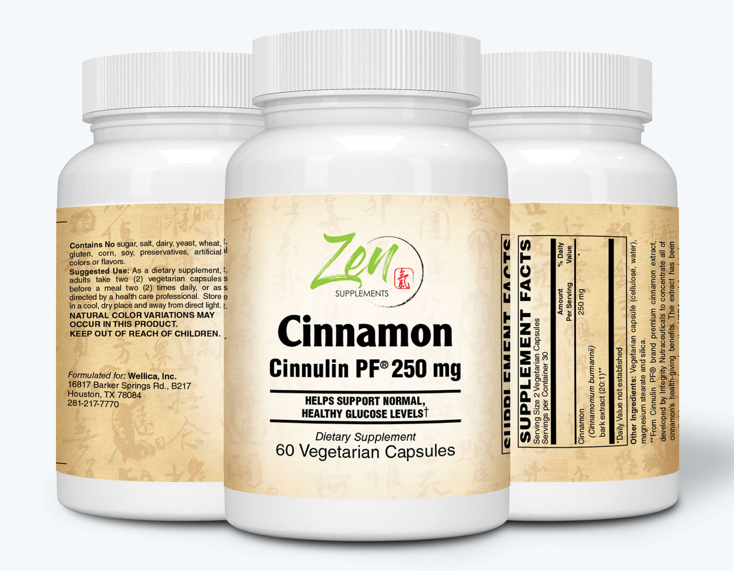 Cinnamon Extract 250 Mg Antioxidant Helps Maintain Blood Sugar Levels, Improve Cardiovascular Health, Enhance Insulin Function 60-Caps