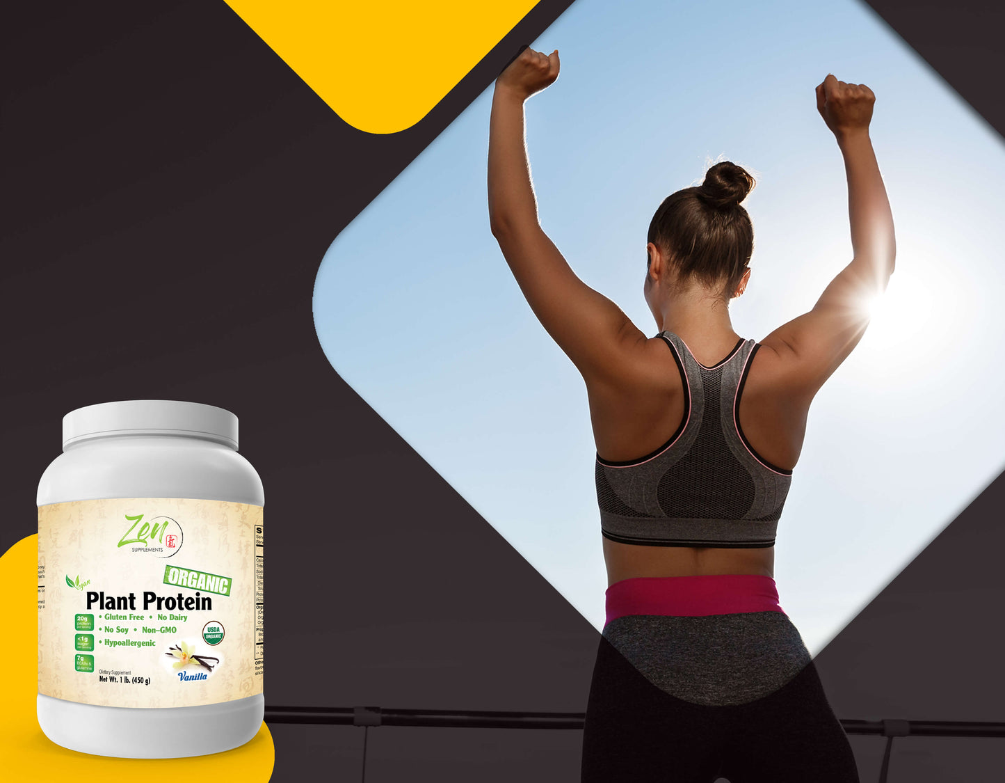 Organic Plant Protein Vanilla 1 LB-Powder - 25.5g of Organic Protein per Serving - Certified Non-GMO, Gluten Free and Vegan-friendly Organic Protein Powder.