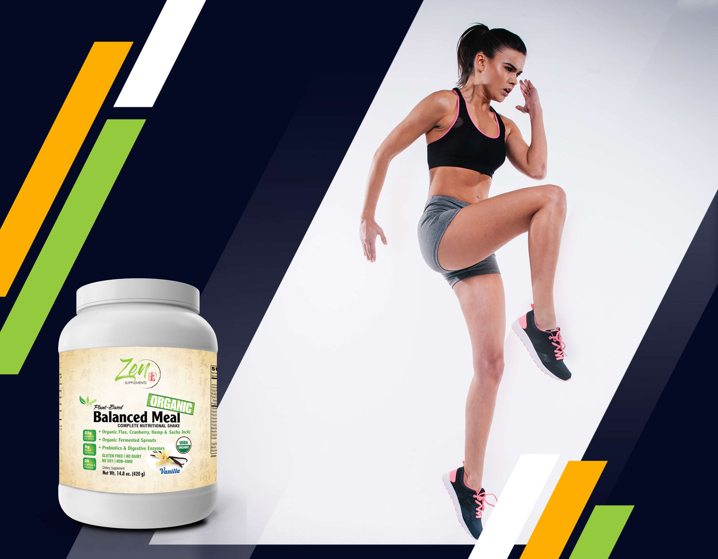 Organic Plant Based Protein Balanced Meal, Vanilla Flavored - with 22g Protein, Plus Vitamins & Nutrients - Certified Non-GMO, Gluten Free and Vegan-friendly Organic Protein Powder. Vanilla 14.8 Oz-Powder