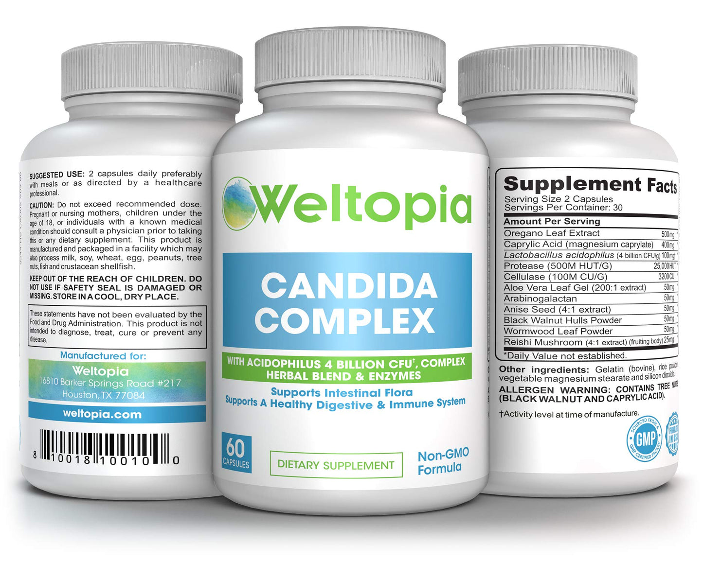 Advanced Strength Candida Cleanse Complex - with Acidophilus, Herbal Blend & Enzymes