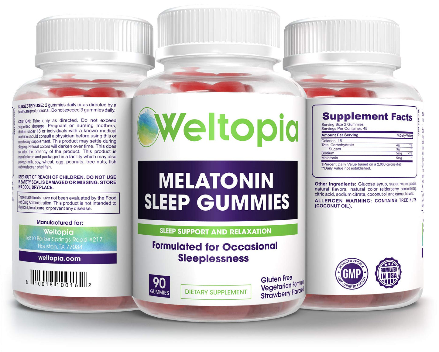 Premium Melatonin Sleep Gummies - Kids and Adults Sleep Aid - 5mg Per Serving - 90 Gluten Free Gummies - Strawberry Flavored - for Sleep Support and Relaxation