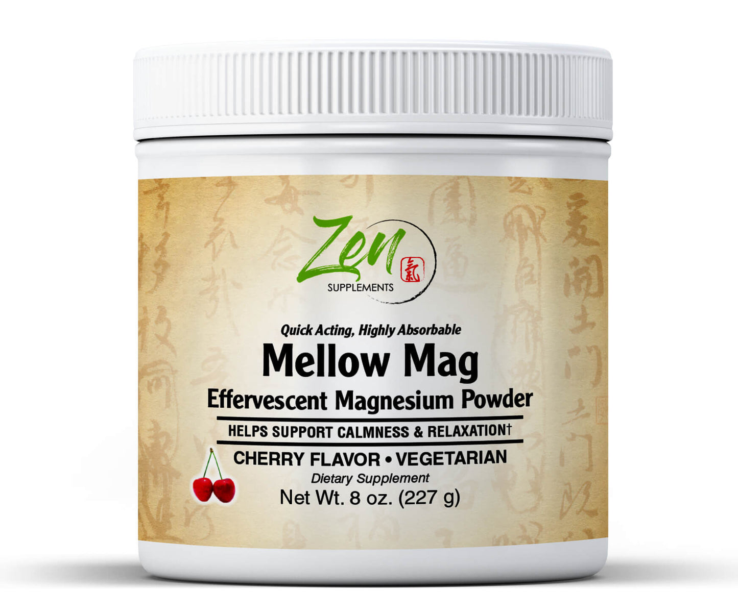 Mellow Mag-Cherry Flavor Magnesium Carbonate - Natural Aid to Support Constipation & Sleeping Difficulties, Promotes Anti-Stress, Calm & Regularity 8 Oz- Effervescent Powder