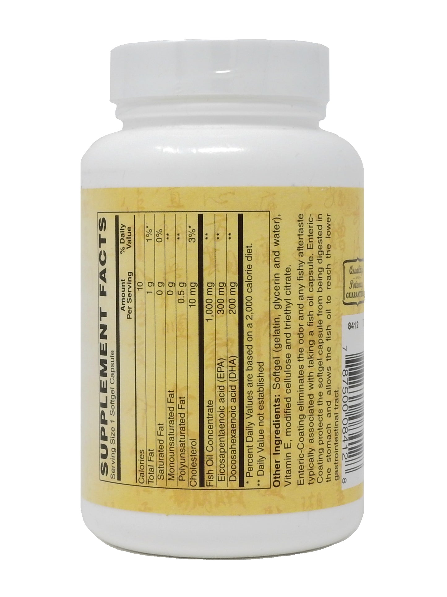 Super Omega-3 Enteric Coated 60-Softgel - Sustainably Sourced Concentrated Fish Oil, 1000 mg Omega-3 per Softgel, Enteric Coated to be Odorless & Burp-Free - Contains 300 mg EPA & 200 mg DHA per Softgel