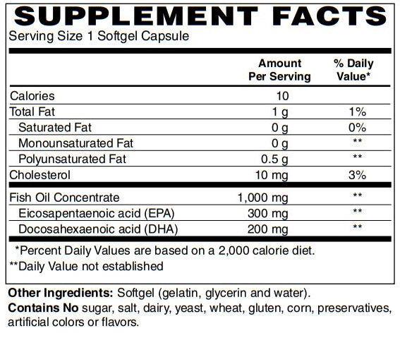 Super Omega-3 120-Softgel - Supports Cardiovascular, Joint & Skin Health, Heart Healthy Supplement, Essential Fatty Acids - Contains 300 mg EPA & 200 mg DHA per capsule