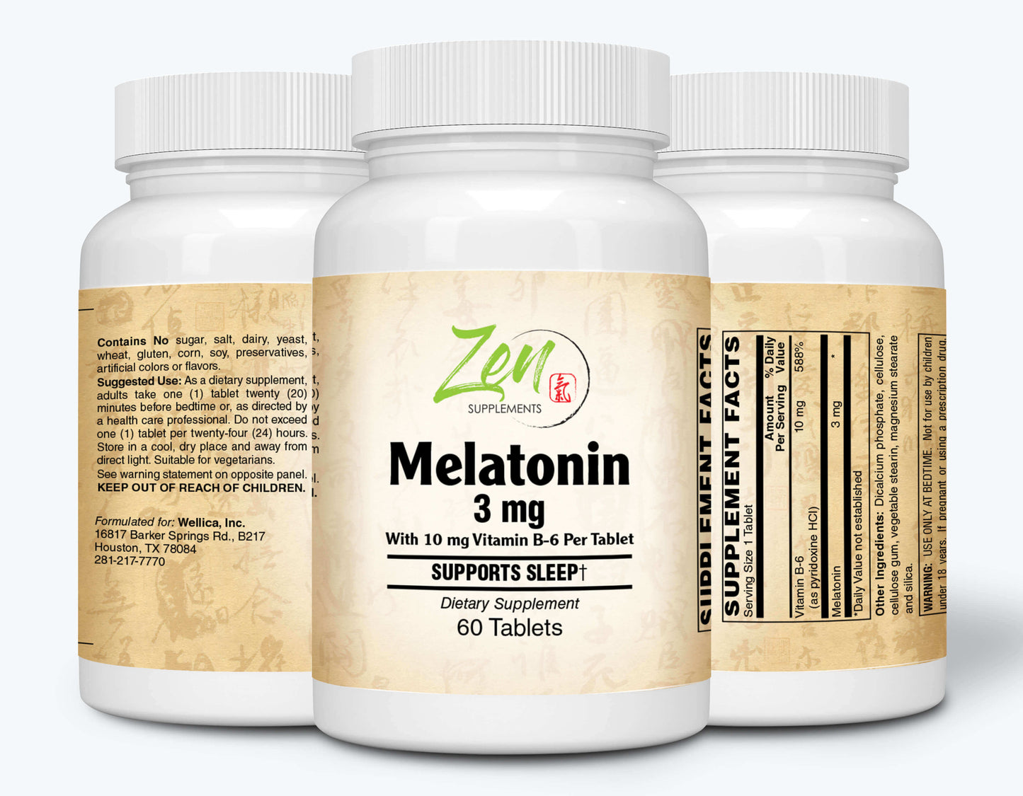 Melatonin 3 Mg W/ B-6 60-Tabs - Support for Restful Sleep - Natural Sleep Support - Helps with Occasional Sleeplessness