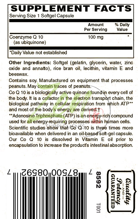 Coenzyme Q10 100 Mg, CoQ10 Ubiquinone Antioxidant Supports Heart Health including Cholesterol & Blood Pressure, Neurological Function & Cellular Energy 60-Softgel