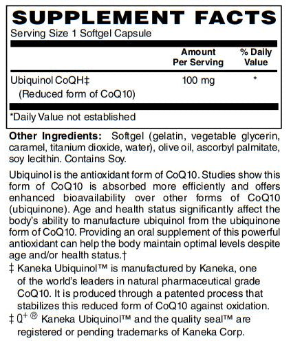 Ubiquinol CoQH 100Mg Supports Heart Health including Cholesterol & Blood Pressure, Neurological Function & Cellular Energy 30-Softgel