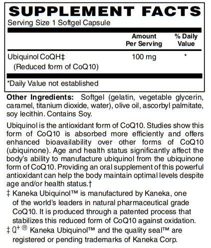 Ubiquinol CoQH 100Mg Supports Heart Health including Cholesterol & Blood Pressure, Neurological Function & Cellular Energy 60-Softgel