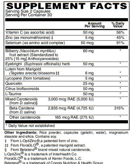 Vision Support with Lutein, Bilberry, Eyebright & Carotenoids 60-Caps - Vitamin, Herbal & Nutrient Blend Supports Vision Health & Macular Health