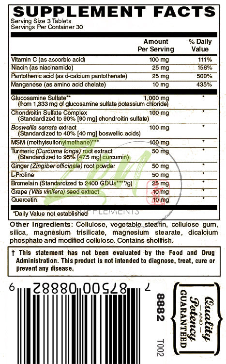Joint Support With Glucosamine Sulfate, Chondroitin Sulfate Complex & Boswellia 90-Tabs