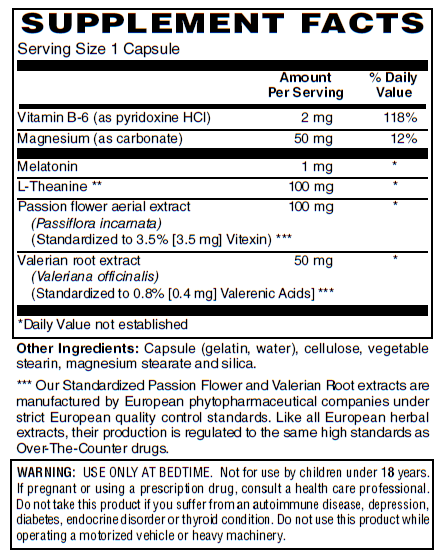Sleep Support with Melatonin, L-Theanine, Passionflower & Valerian 60-Caps - Supports Overall Sleep Quality - Magnesium to Fall Asleep Fast - For a Calm & Restful Night - Non Habit Forming