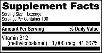 Methyl B12 1,000 mcg Veg Lozenge - Natural Berry Flavor 100 Count