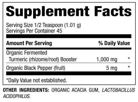 Fermented Organic Turmeric Booster Powder with Black Pepper 1.6 oz Count