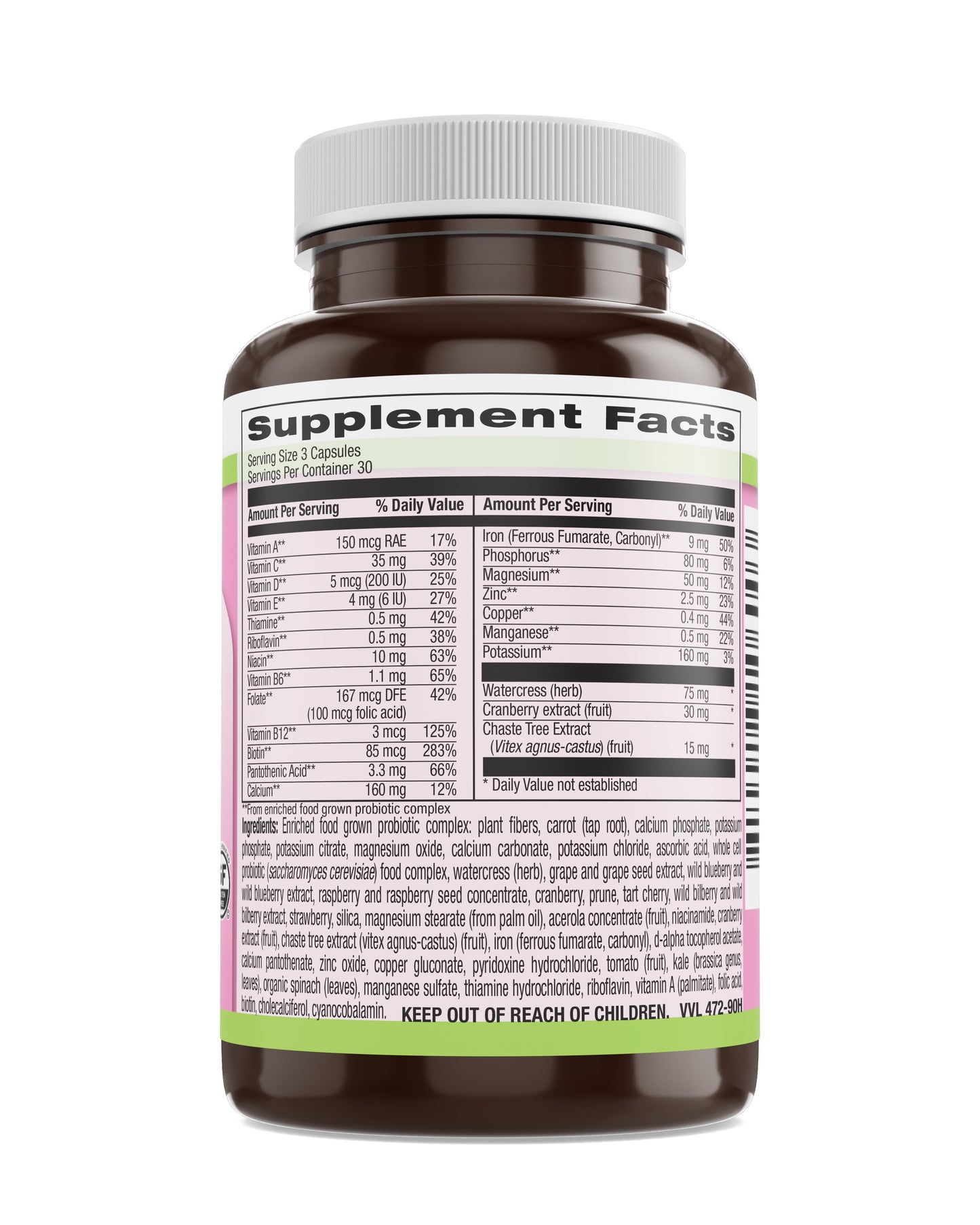 Women's Multi Veg Caps - Whole Food Essentials 90 Count