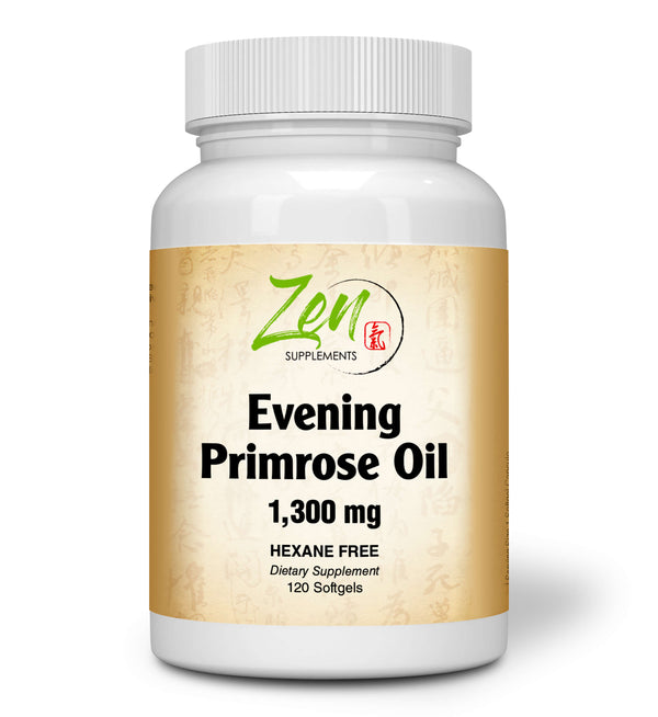 Zen Supplements - Evening Primrose Oil 1300 Mg 120- Softgel - Promotes Cardiovascular Health, Estrogen Levels, & Supports Cholesterol Levels & Balance Immune Response