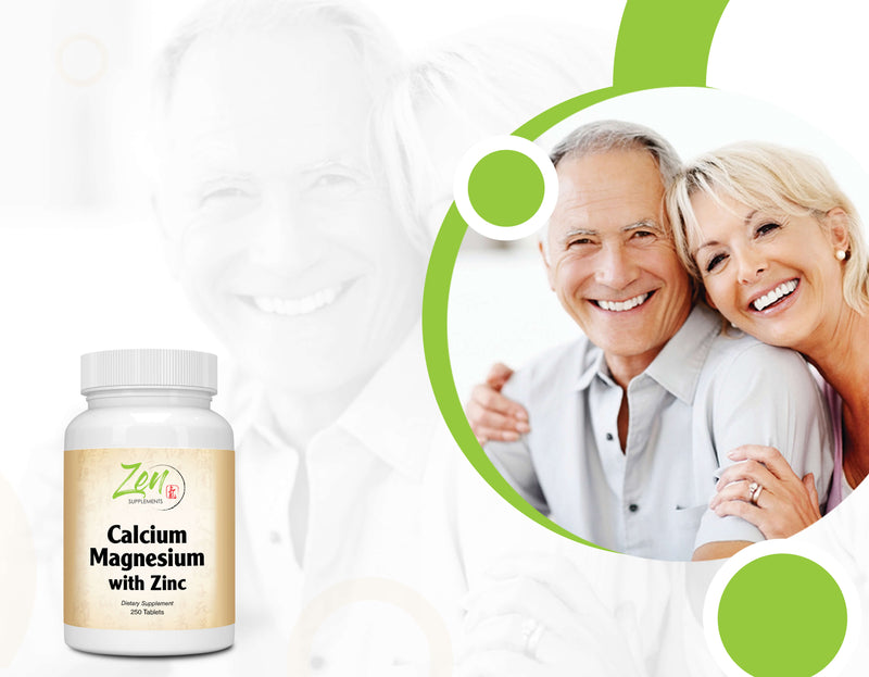 Zen Supplements - Calcium Magnesium & Zinc, Supports Bone Health & Immune System 250-Tabs