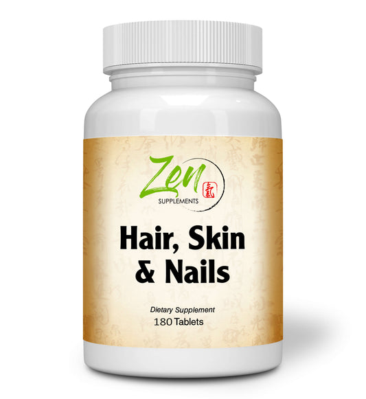Hair, Skin & Nails Formula contains Biotin, Zinc, MSM, Antioxidant Vitamins C and E, Selenium, Silicon all support for Healthy Hair, Clear Skin and Strong Nails 180-Tabs