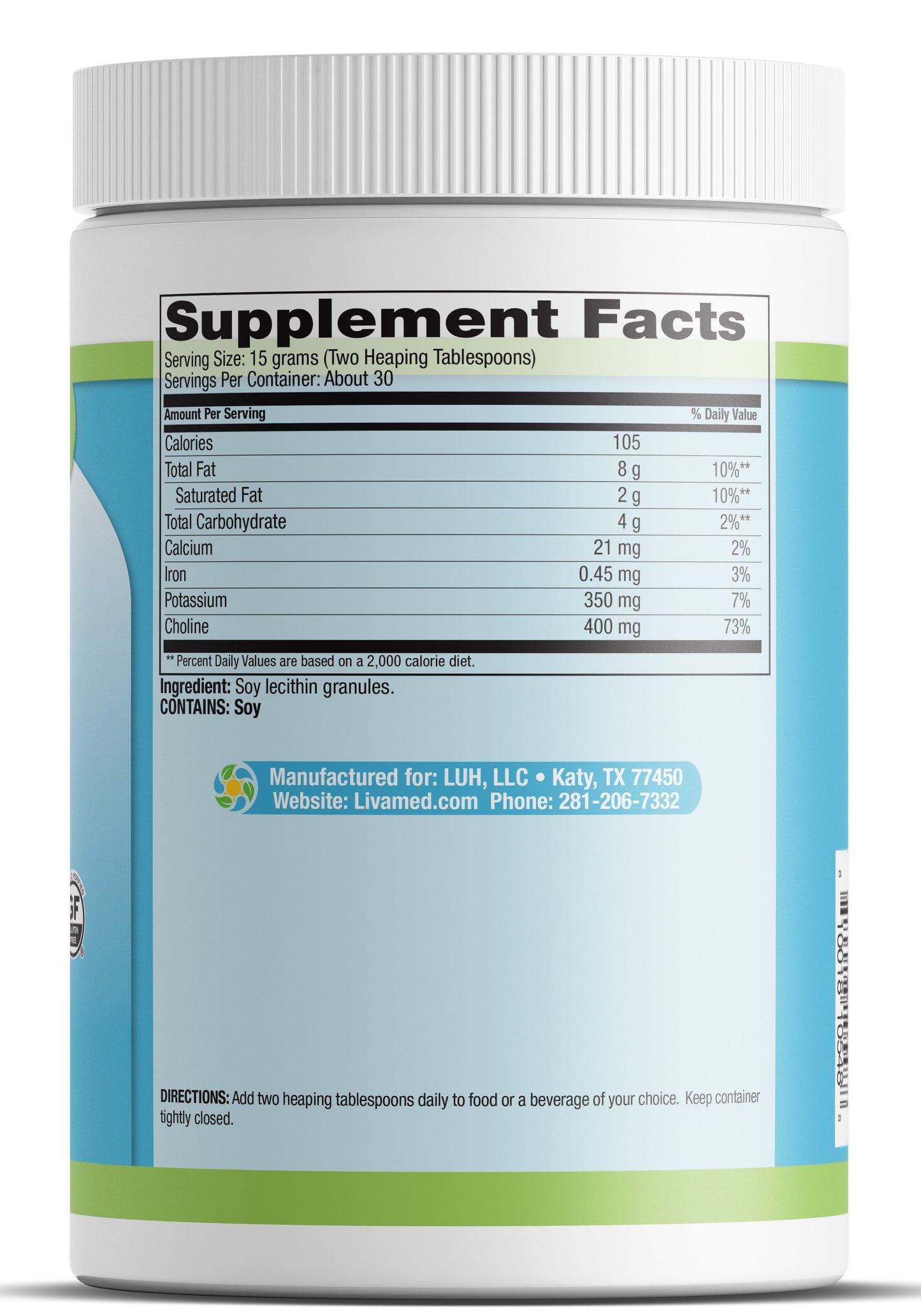 IP Non-GMO Soy Lecithin Granules (New PCR Tub Coming Soon) 16 oz Count