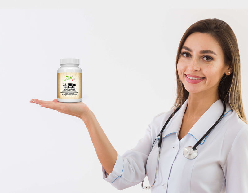 Zen Supplements - 35 Billion Probiotic - 35 Billion CFU with 8 Strains 30-Vegcaps - Sustained Release Technology, Resist Stomach Acid, Shelf Stable - Support for Healthy Digestion & Intestinal Ecology Favorable Intestinal Flora