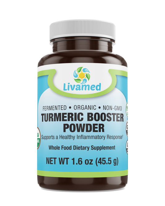 Fermented Organic Turmeric Booster Powder with Black Pepper  1.6 oz Count