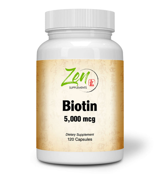 Biotin 5000 Mcg 120-Caps - Supports Healthy Hair, Skin & Nails in Individuals w/ Biotin Deficiency - May Provide for Support Hair Growth