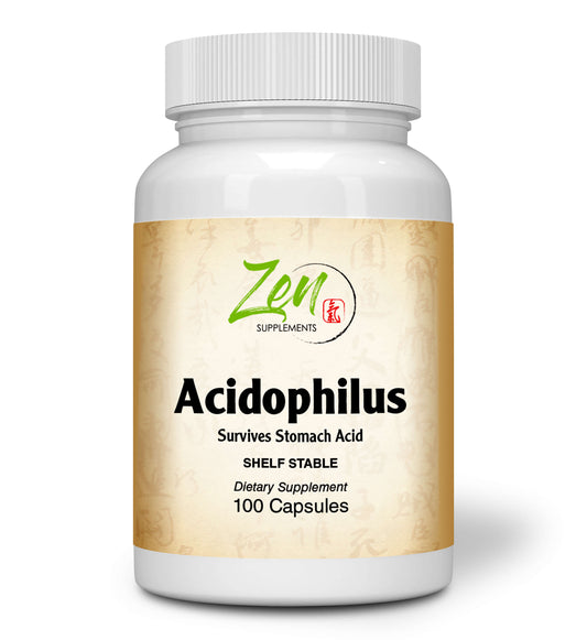 Acidophilus 500 Million CFU and 4 Strains, Shelf Stable 100-Caps - Supports the alleviation of occasional Gas and Constipation plus Symptoms of Lactose Intolerance