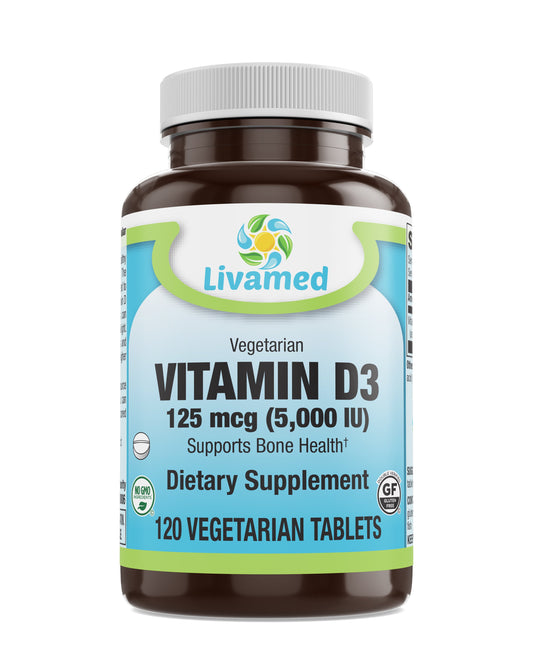 Vitamin D3 5,000 IU Veg Tabs  120 Count