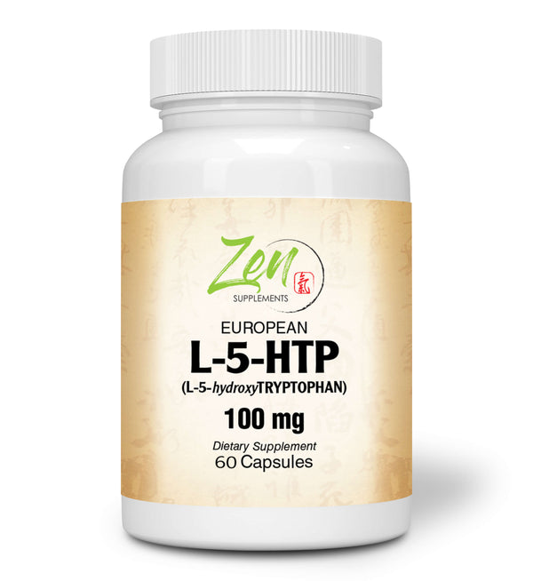 Zen Supplements - L-5HTP 100 Mg with Vitamin C & B-6 60-Caps - Serotonin Synthesizers and Cofactor B6 for Improved Serotonin Conversion - 5HTP Supplement for Serotonin Boost, Mood & Sleep Support