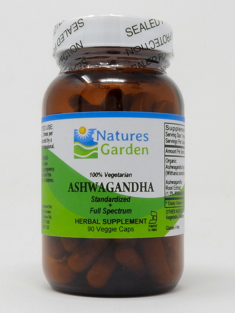 Nature's Garden - Ashwagandha - 90 Veggie Caps with 380mg Organic Ashwagandha Root & 95mg Potent Ashwagandha Extract