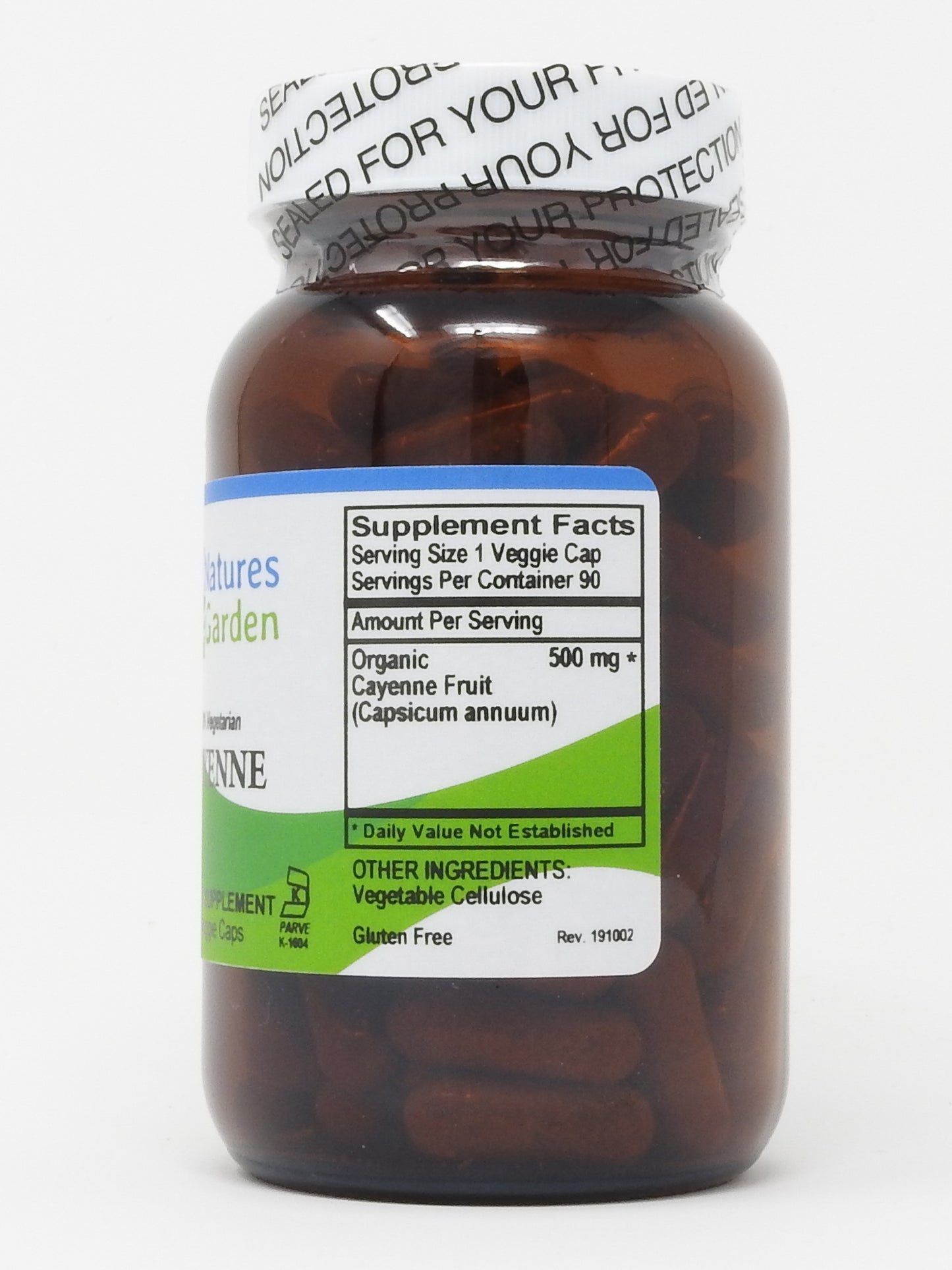Nature's Garden - Cayenne   - 90 Veggie Caps with 500mg Organic Cayenne Pepper Powder