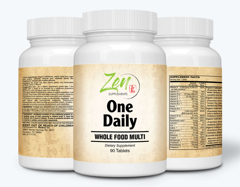 Zen Supplements - One Daily Whole Food Multi-Vitamin 90-Tabs - Vitamins and Nutrients From Organic Whole Food with Real Raw Veggies, Fruits, Probiotics, Digestive Enzymes.