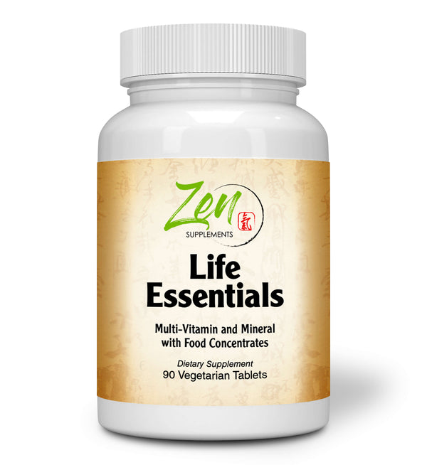 Zen Supplements - Life Essentials Multi-Vitamin from whole foods - Real Raw Veggies, Fruits, Superfoods, Probiotics, Digestive Enzymes, & Herbs  90-Tabs