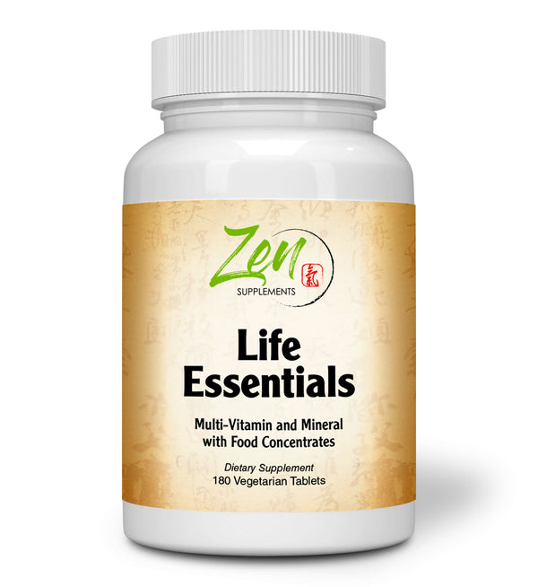 Zen Supplements - Life Essentials Multi-Vitamin from whole foods - Real Raw Veggies, Fruits, Superfoods, Probiotics, Digestive Enzymes, & Herbs 180-Tabs