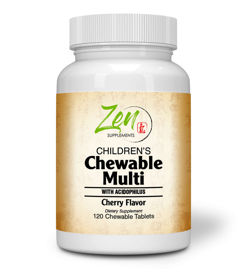 Zen Supplements - Children's Chewable Multi-Vitamin with Acidophilus Cherry Flavored 120-Tabs - The Children's Multivitamin you won't have to beg the kids to take.