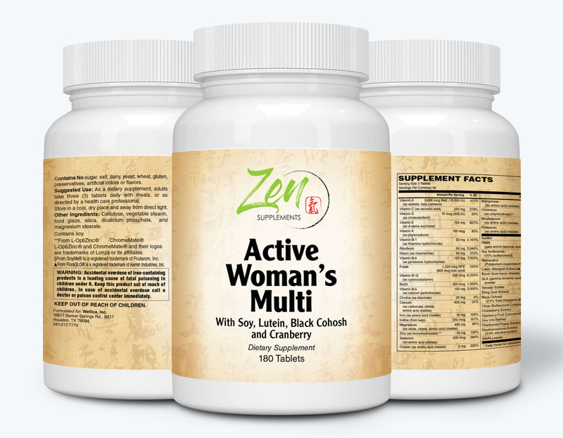 Zen Supplements - Active Woman’s Multi-Vitamin 180-Tabs - Women's Multivitamin & Multimineral with Botanicals & Herbs - Supports Immune Health & Sexual Wellness