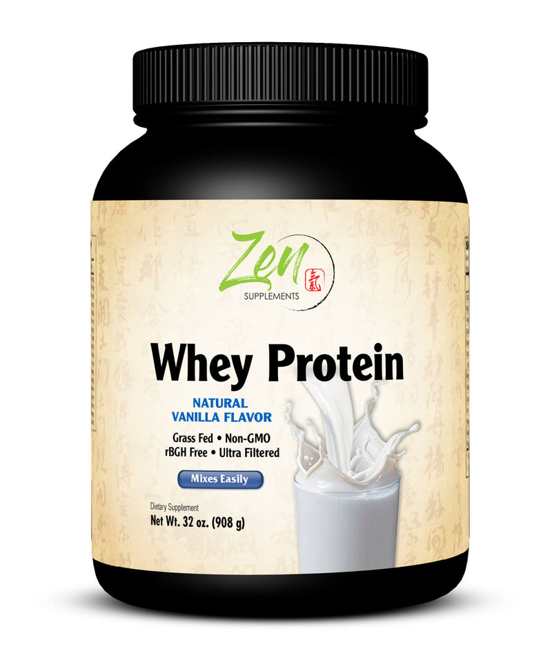 Zen Supplements - Organic Grass Fed Whey Protein 19g Per Serving Keto Friendly - Vanilla 32 Oz-Powder