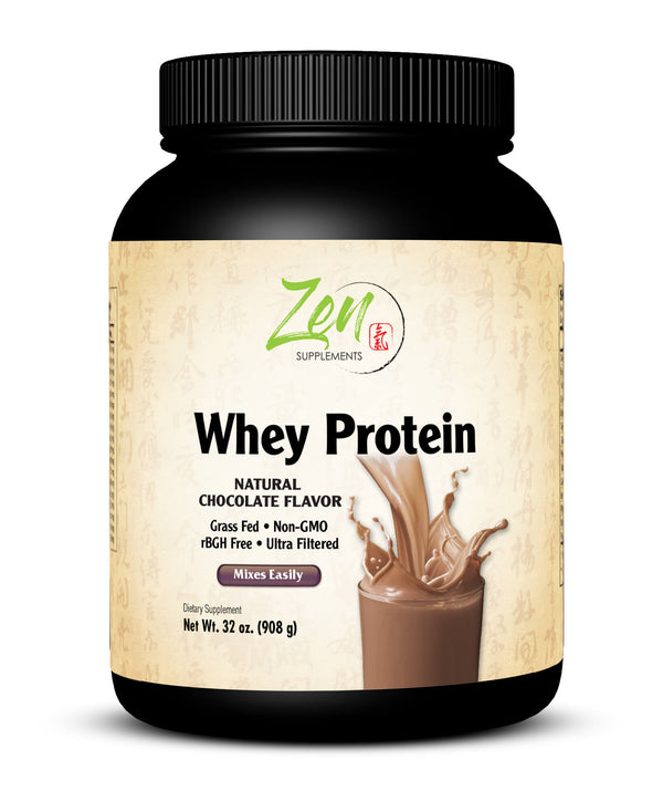 Zen Supplements - Organic Grass Fed Whey Protein 19g Per Serving Keto Friendly - Chocolate 32 Oz-Powder