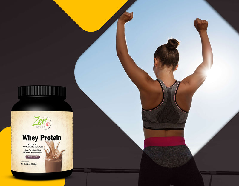 Zen Supplements - Organic Grass Fed Whey Protein 19g Per Serving Keto Friendly - Chocolate 32 Oz-Powder