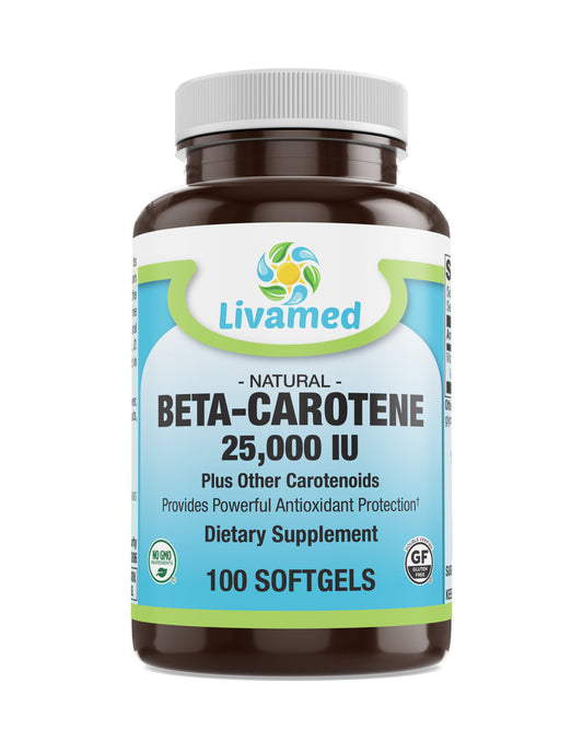 Natural Beta Carotene 25,000 IU Softgels 100 Count